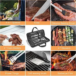 19 PCS BBQ Grill Tools Stainless Steel Grilling Utensil Set Grill Set